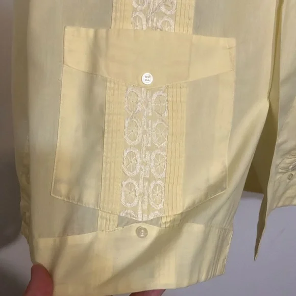 Guayabera by Haband of Paterson yellow mens shirt L - Picture 4 of 10